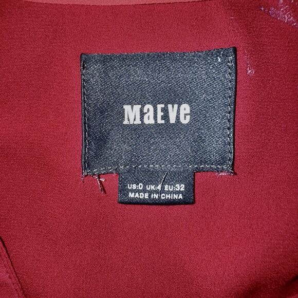 Maeve Anthropologie Tomato Red Long Sleeve 3 Button Top Shirt Blouse Medium Work - Picture 6 of 10